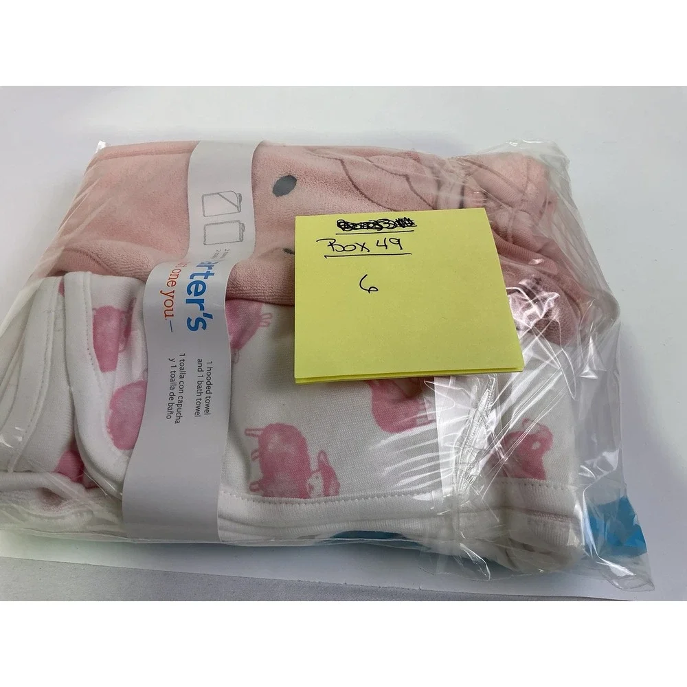 Carters Just One You Baby‎ Hooded Towel Bath Towel Set Pink Sheep